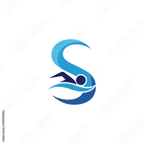 Swimmer Logo Design Sports Symbol.