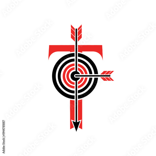 Bullseye Target with Arrows and Cross.