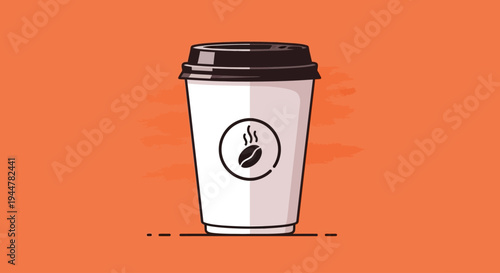 Coffee Cup with Coffee Bean Logo.