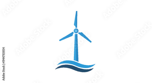 Wind turbine on water, renewable energy concept