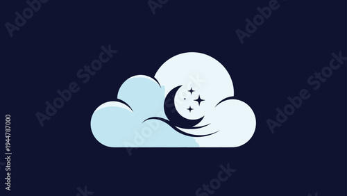 Night Sky Cloud Moon Stars Symbol.