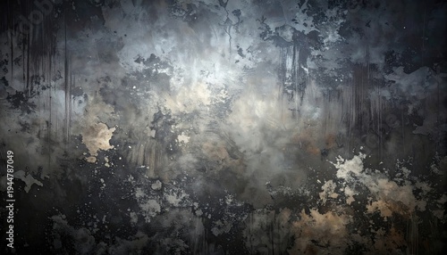 Abstract texture with swirling grays, golds, and dark hues, mimicking wet paint streaks