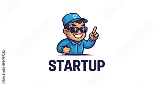 Startup business entrepreneur cartoon character.