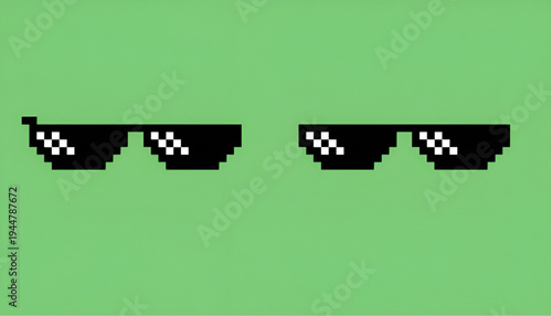 Pixel Art Sunglasses, Thug Life Meme Glasses Retro Vector Illustration