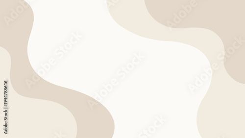 Minimalist beige and cream abstract background with wavy organic shapes and central copy space.