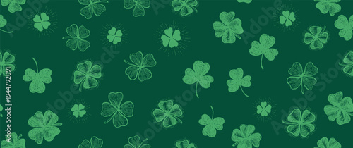 St. Patrick's Day Seamless Pattern with Lucky Clovers 