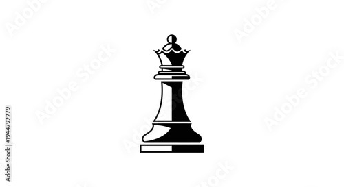 Black Chess Queen Piece Vector Icon Isolated on White Background. Symbol of Strategy, Power, Success, and Board Games