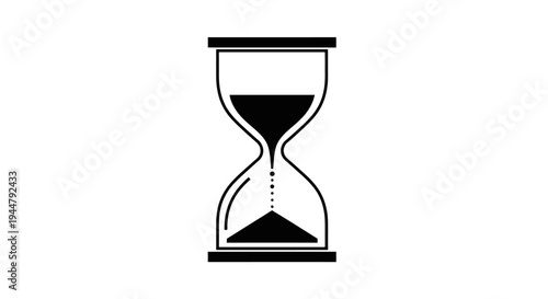 Black Hourglass Icon Illustrating Passing Time and Countdown, Symbol of Urgency, Deadline Management, and Fleeting Moments