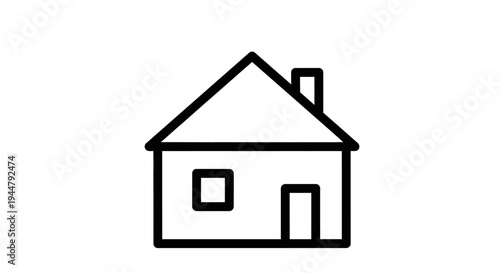Simple house icon line art. Minimalist home outline vector graphic. Basic building symbol for web and app design.