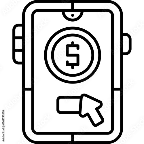 Cost per click Outline Icon