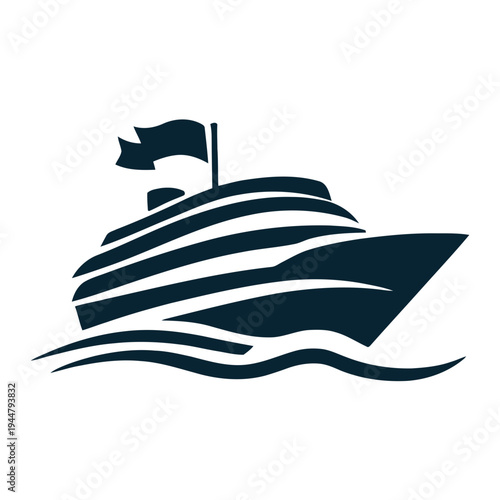 Cruise ship icon flat vector illustration isolated on white background