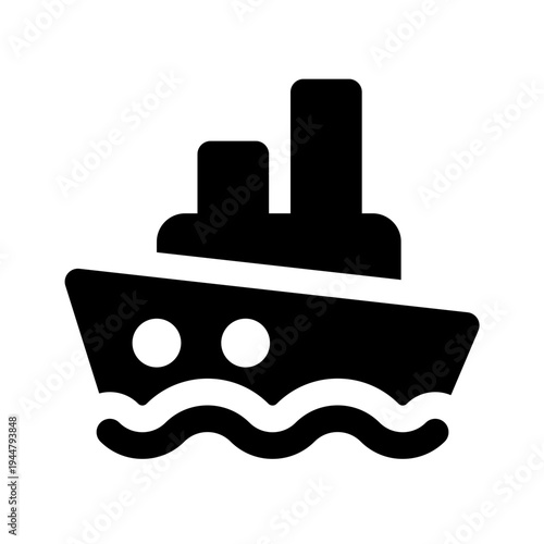 Cruise ship icon flat vector illustration isolated on white background