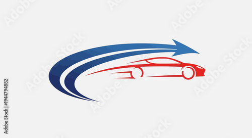 Red Sports Car Speeding Forward Illustration.