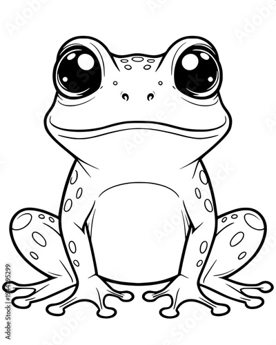 Psychedelic op-art frog drawing, black and white striped patterns forming the body of a frog, geometric dots and curves, frog perched on a triangular platform, hypnotic horizontal line background, mod