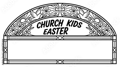 Church Easter Kids Award Certificate Vector Template – Religious Recognition for Sunday School and Youth Ministry, Spring Holiday Achievement, Praise, Honor, Gratitude Illustration