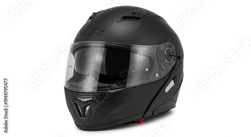 Sleek Matte Black Modular Motorcycle Helmet Offering Advanced Head Protection and Rider Safety for Modern Road Adventures
