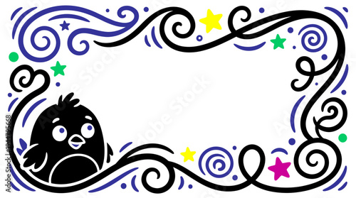 Easter Chick Frame Vector – Spring Holiday Border with Kawaii Illustration, Colorful Design, Cute Easter Decoration, Kids Artwork, Seasonal Celebration Printable Graphic