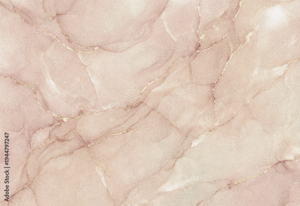 Fototapeta premium Soft pink marble texture background with subtle gold veins and halftone