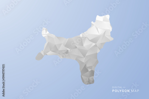 Christmas Island Map - polygon style vector illustration in gray, white and blue tone, low-poly geometric design, minimal silhouette, suitable for infographic and modern design.