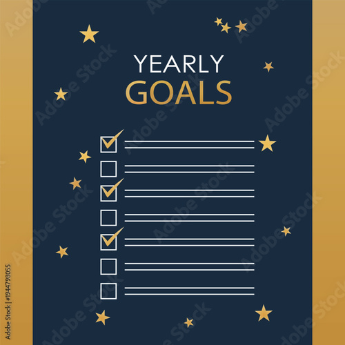yearly goals planner flat design for objective tracking illustration vector graphic for corporate roadmap