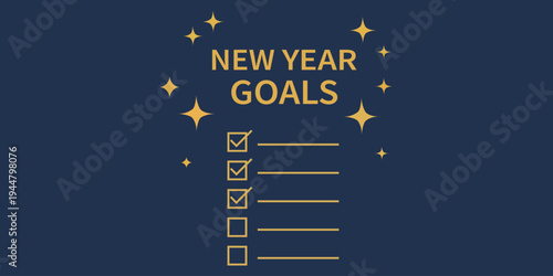 new year goals checklist flat design for personal planning template vector graphic for productivity journal