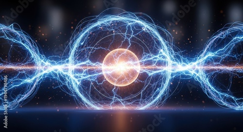 Abstract Electric Energy Core with Swirling Arcs and Sparks
