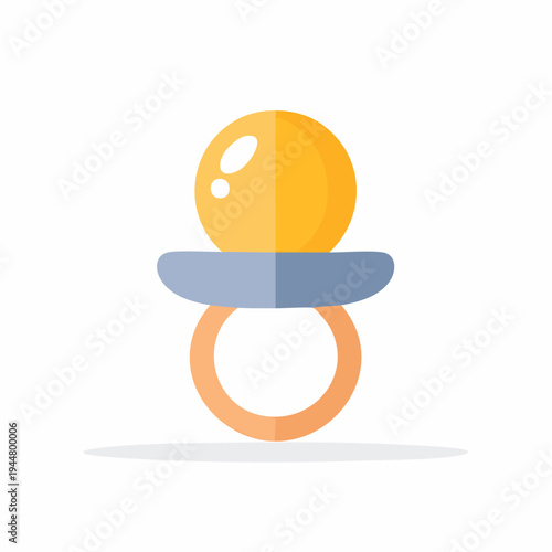 Illustrated baby pacifier, with modern flat design style on white.