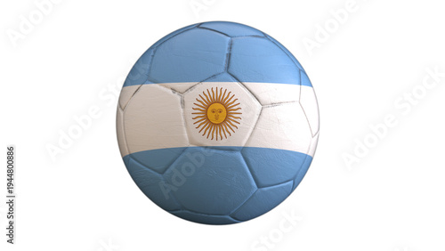Fotografía Argentina flag soccer ball isolated on light gray background, national football