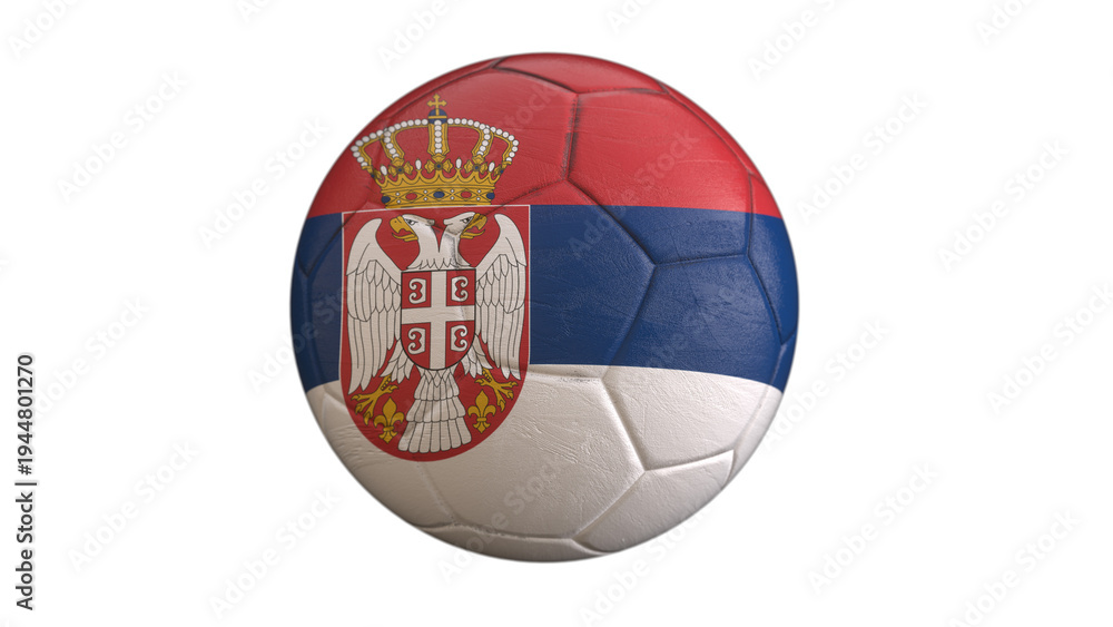 Naklejka premium Serbia flag soccer ball isolated on light gray background, national football concept, 3D sports illustration