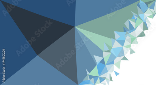 Geometric Abstract Art with Blue and Green Triangles.