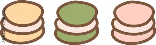 Three Macaron Pastel Dessert Icon