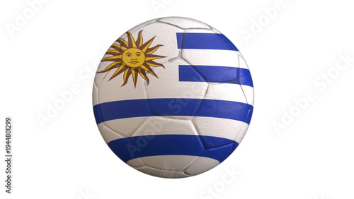 Free Download Uruguay flag soccer ball isolated on light gray background, national football concept, 3D sports illustration - GFXLoad