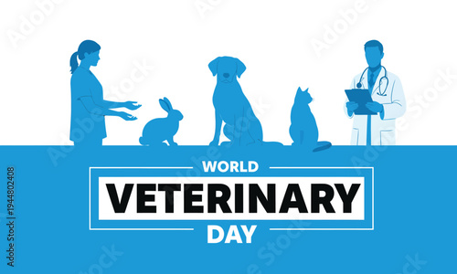 World veterinary day celebration with animal silhouettes