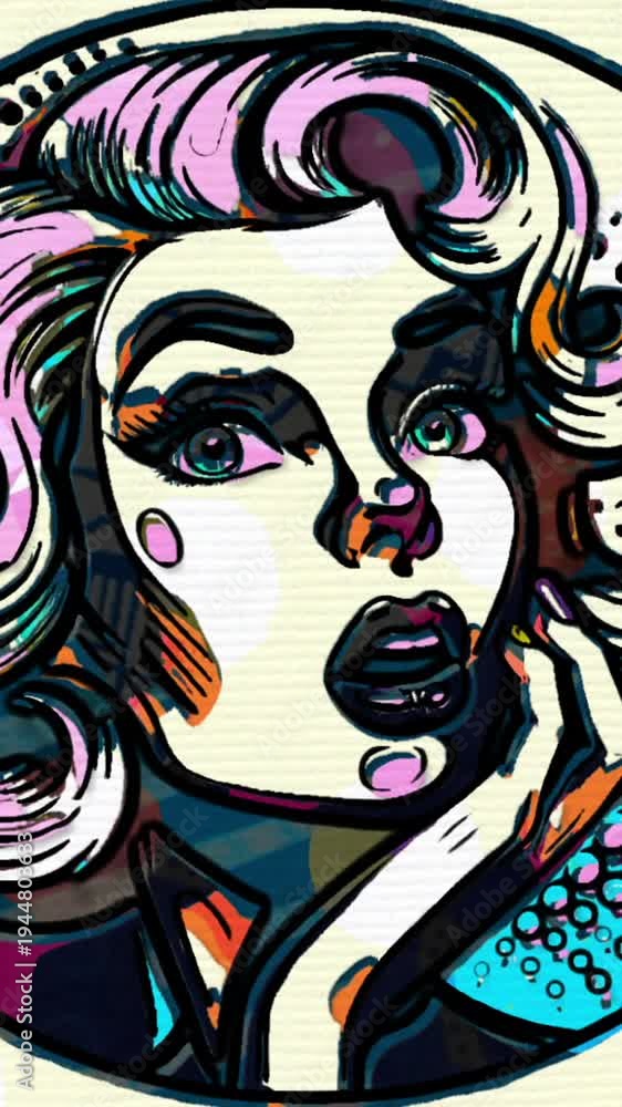 custom made wallpaper toronto digitalHand Draw of Stylized Portrait of Fashionable Individuals in Retro Pop Art Style vertical video