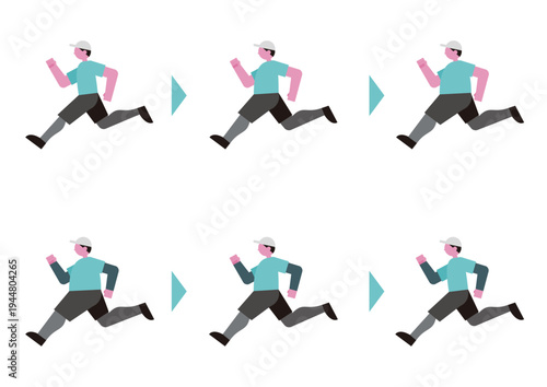 走る男性の体型変化のベクターイラスト素材