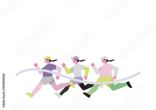 マラソンでゴールする女性のベクターイラスト素材