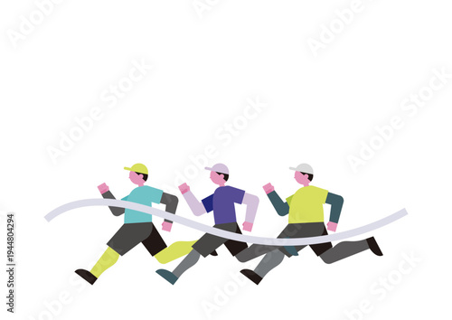 マラソンでゴールする男性のベクターイラスト素材