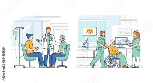 Medical staff helping patients.