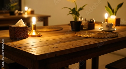 Wallpaper Mural Inviting Restaurant Interior with Soft Lighting and Rustic Wooden Furniture Torontodigital.ca