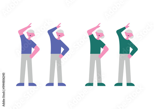 高齢夫婦の体操ベクターイラスト素材セット