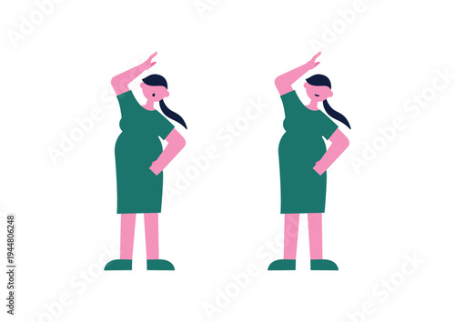 妊婦のストレッチベクターイラスト素材セット