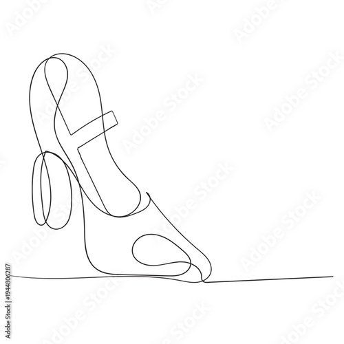 Continuous line drawing of high heel. One line of high heels. female elegant shoe concept continuous line art. Editable outline