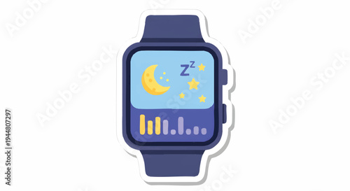 Smartwatch sleep tracker with moon and stars at night