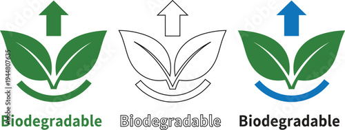 Biodegradable icon variations for eco friendly branding and sustainable packaging