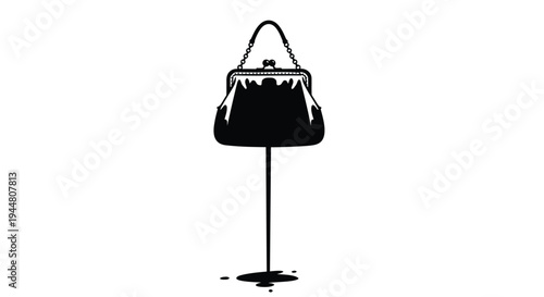 Vector black handbag icon on stand