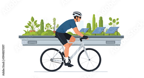 Cycling urban gardening concept with planter on bike