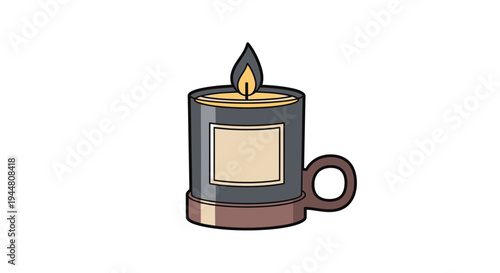 Premium Vector Icon of a Luxury Scented Candle, Grey and Bronze Accent. transparent.
