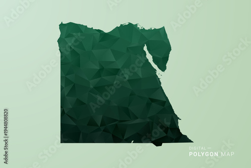 Egypt Map - Green Polygon Style Vector Illustration, Low Poly Geometric Design with Clean Silhouette on soft green Background.