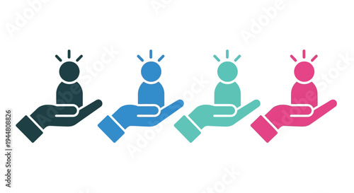 Diverse Hands Offering Support and Care to Figures Representing Individuals and Community