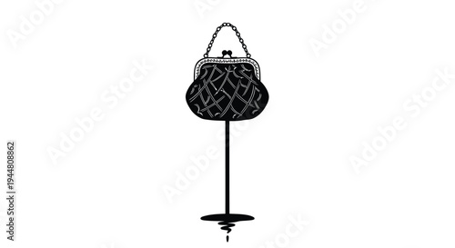 Vector black purse on a stand